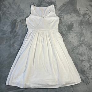 J. Crew Sleeveless V-Neck Cecilia Fit & Flare Dress Size 8 Pleat Preppy Easter